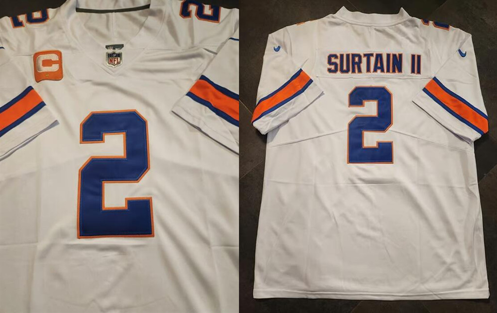 Men's Denver Broncos #2 Patrick Surtain II White With 1-star C Patch Stitched Football Jersey