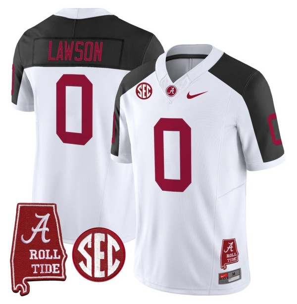 Men's Alabama Crimson Tide #0 Deontae Lawson Throwback Stitched Nike Jersey Inverted - Alabama Map