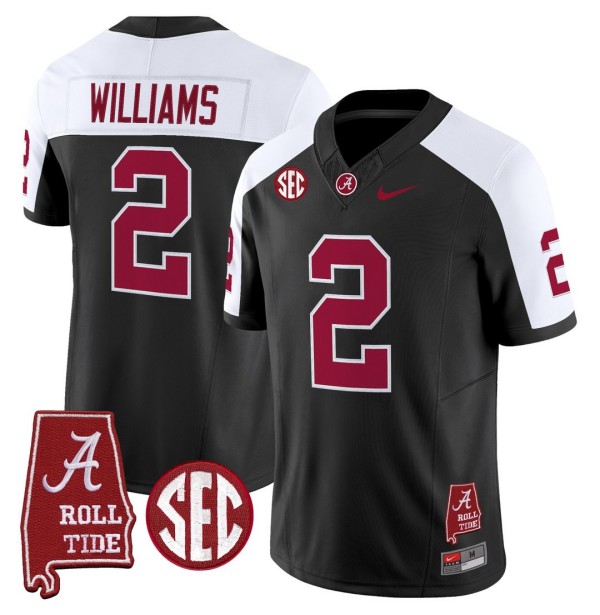 Men's Alabama Crimson Tide #2 Ryan Williams Throwback Stitched Nike Jersey Black Alternate - Alabama Map