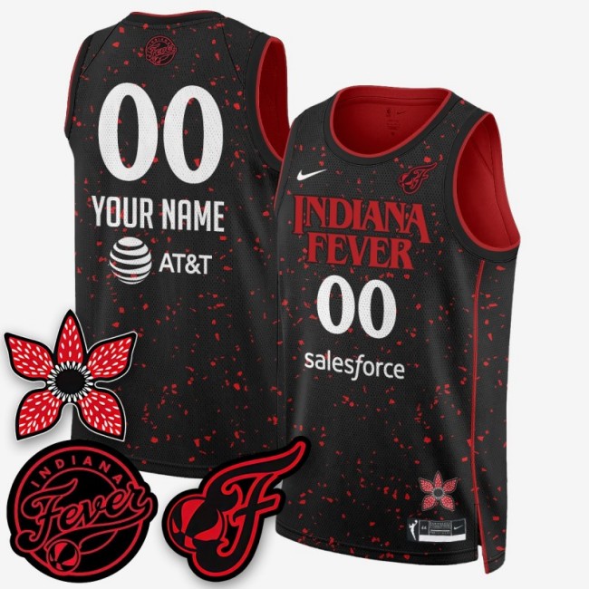 Unisex Nike Indiana Fever 'Stranger Things' Stitched Custom Jersey V1 - Black