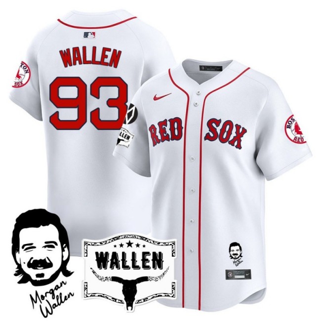 Men's Boston Red Sox #93 Morgan Wallen 2025 Nike MLB Jersey White - All Stitched