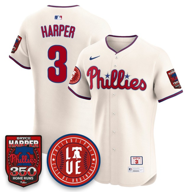 Men's Phila. Phillies #3 Bryce Harper Nike 350 Home Runs MLB Jersey Cream - All Stitched