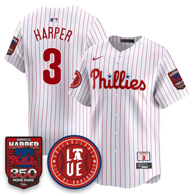 Men's Phila. Phillies #3 Bryce Harper Nike 350 Home Runs MLB Jersey White - All Stitched
