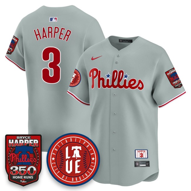 Men's Phila. Phillies #3 Bryce Harper Nike 350 Home Runs MLB Jersey Grey - All Stitched