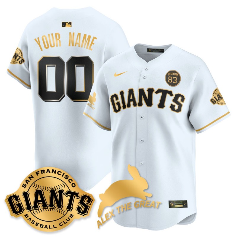 SF Giants 'Alex the Great' Rabbit Memories 2025 Custom MLB Nike Jersey White Gold - All Stitched