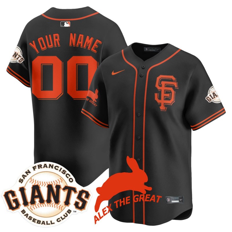 SF Giants 'Alex the Great' Rabbit Memories 2025 Custom MLB Nike Jersey Black - All Stitched