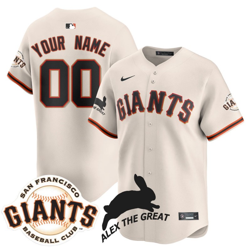 SF Giants 'Alex the Great' Rabbit Memories 2025 Custom MLB Nike Jersey Cream - All Stitched