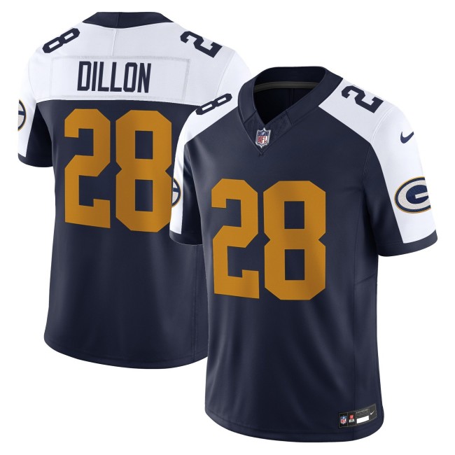 Men's Green Bay Packers #28 AJ Dillon Navy White The 1923 Classic F.U.S.E. Nike Vapor Limited Stitched NFL Jersey