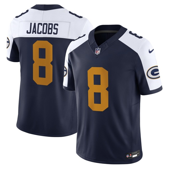 Men's Green Bay Packers #8 Josh Jacobs Navy White The 1923 Classic F.U.S.E. Nike Vapor Limited Stitched NFL Jersey