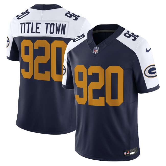 Men's Green Bay Packers 920 Title Town Navy White The 1923 Classic F.U.S.E. Nike Vapor Limited Stitched NFL Jersey