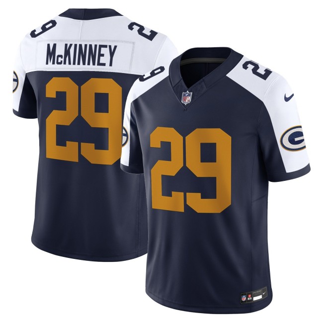 Men's Green Bay Packers #29 Xavier McKinney Navy White The 1923 Classic F.U.S.E. Nike Vapor Limited Stitched NFL Jersey