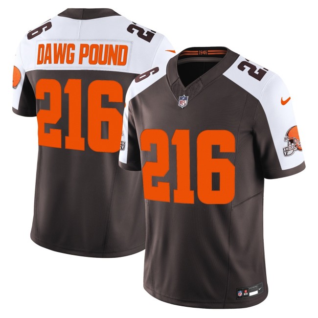 Men's Cleveland Browns 216 Dawg Pound Brown White 'Alpha Dawg Edition' Nike FUSE Vapor Limited NFL Jersey