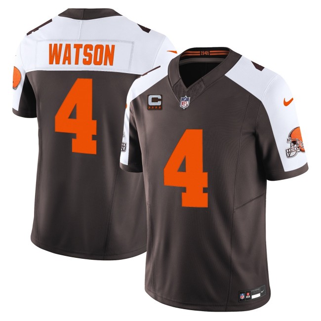 Men's Cleveland Browns #4 Deshaun Watson Brown White 'Alpha Dawg Edition' Nike FUSE Vapor Limited NFL Jersey - 4-Star C Patch
