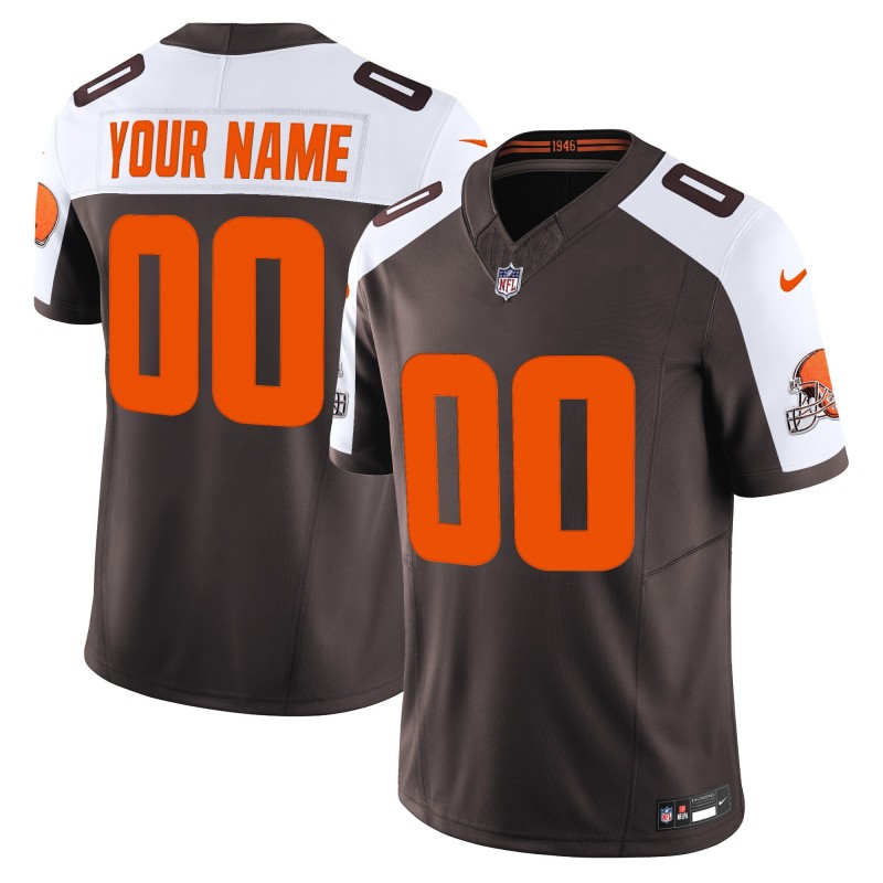 Cleveland Browns Custom 'Alpha Dawg Edition' Nike Vapor Limited Stitched NFL Football Jersey - Brown White