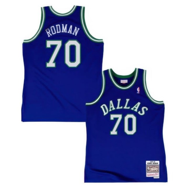 Men's Dallas Mavericks Dennis Rodman #70 Blue 1999-00 Throwback Stitched Swingman Jersey