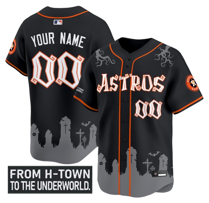 Houston Astros Custom Black 2025 'Halloween Shadows Edition' MLB Limited Stitched Jersey
