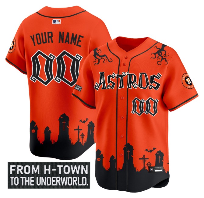 Houston Astros Custom Orange 2025 'Halloween Shadows Edition' MLB Limited Stitched Jersey