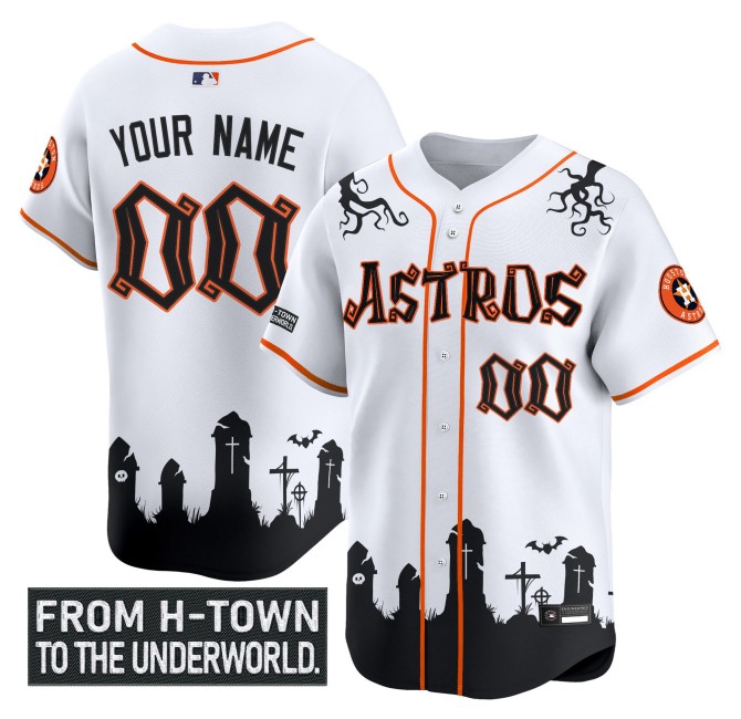 Houston Astros Custom White 2025 'Halloween Shadows Edition' MLB Limited Stitched Jersey