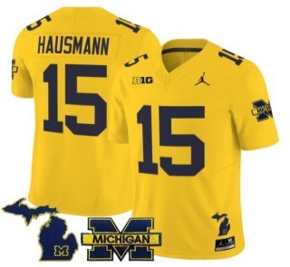 Youth Michigan Wolverines #15 Ernest Hausmann Maize 2025 FUSE Limited Stitched Football Jersey - With Team & MI State Map Patch