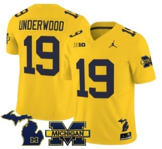 Youth Michigan Wolverines #19 Bryce Underwood Maize 2025 FUSE Limited Stitched Football Jersey - With Team & MI State Map Patch