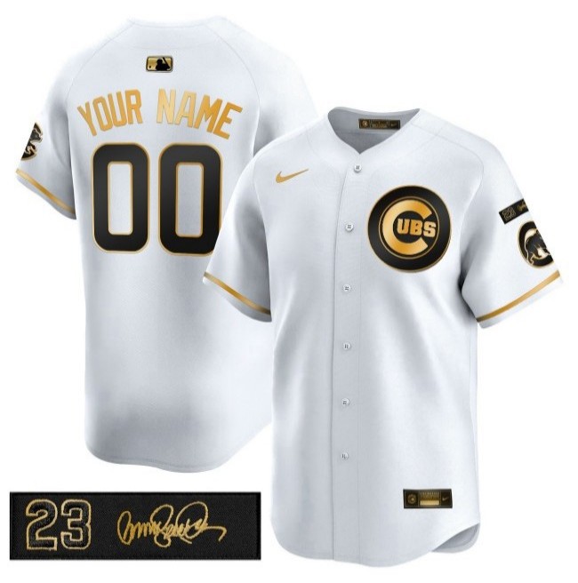 Chicago Cubs Custom 'Ryne Sandberg Tribute' Nike 2025 Limited Stitched MLB Jersey White Gold V3