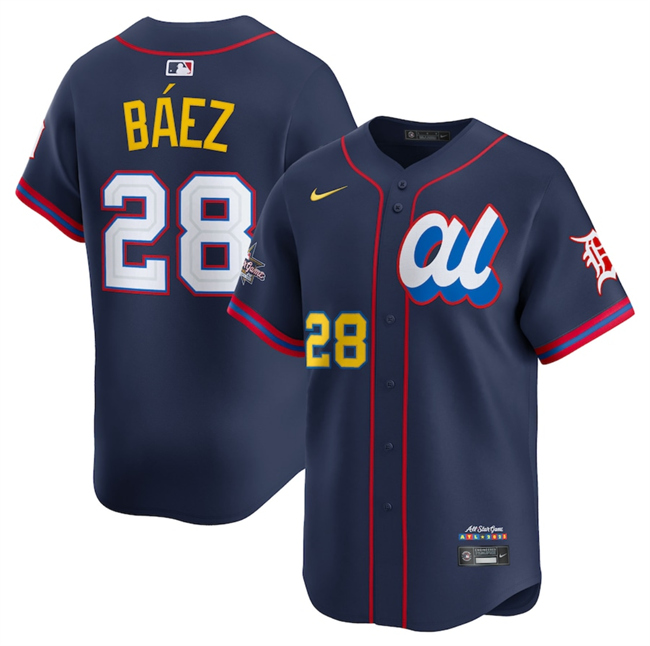 Men's American League #28 Javier Baez Navy 2025 All-Star Edition Limited Stitched Baseball Jersey