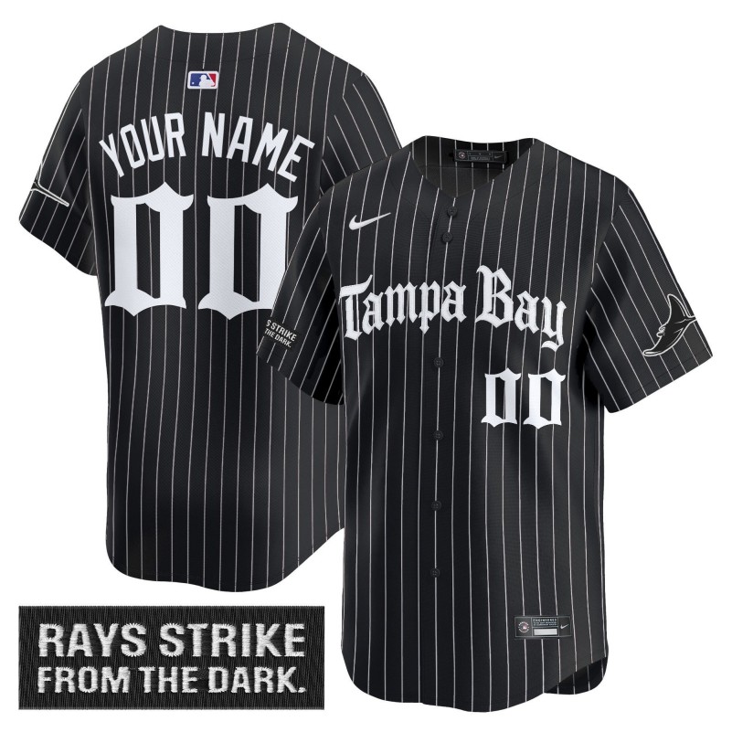 Tampa Bay Rays 'Gothic Deepwater Edition' Custom Vapor Premier Limited Stitched Baseball Jersey Black Pinstripe