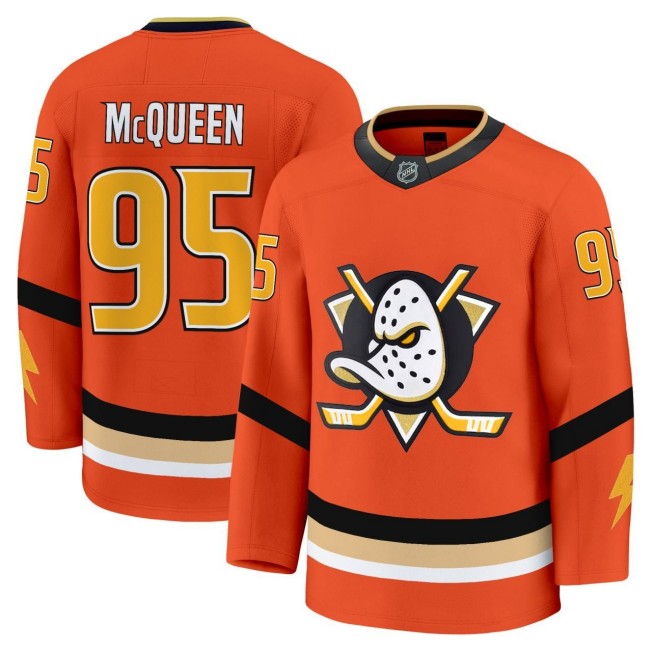 Men's Anaheim Ducks #95 Lightning McQueen Orange 'Yellow' Stitched Hockey Jersey