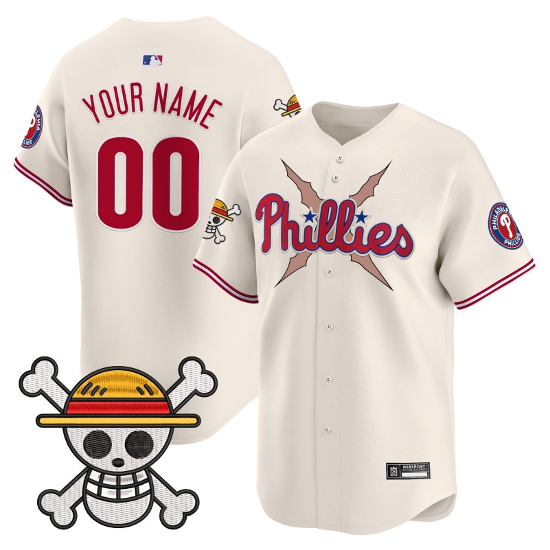 Philadelphia Phillies x One Piece Custom Cream 2025 Vapor Premier Limited Stitched Baseball Jersey