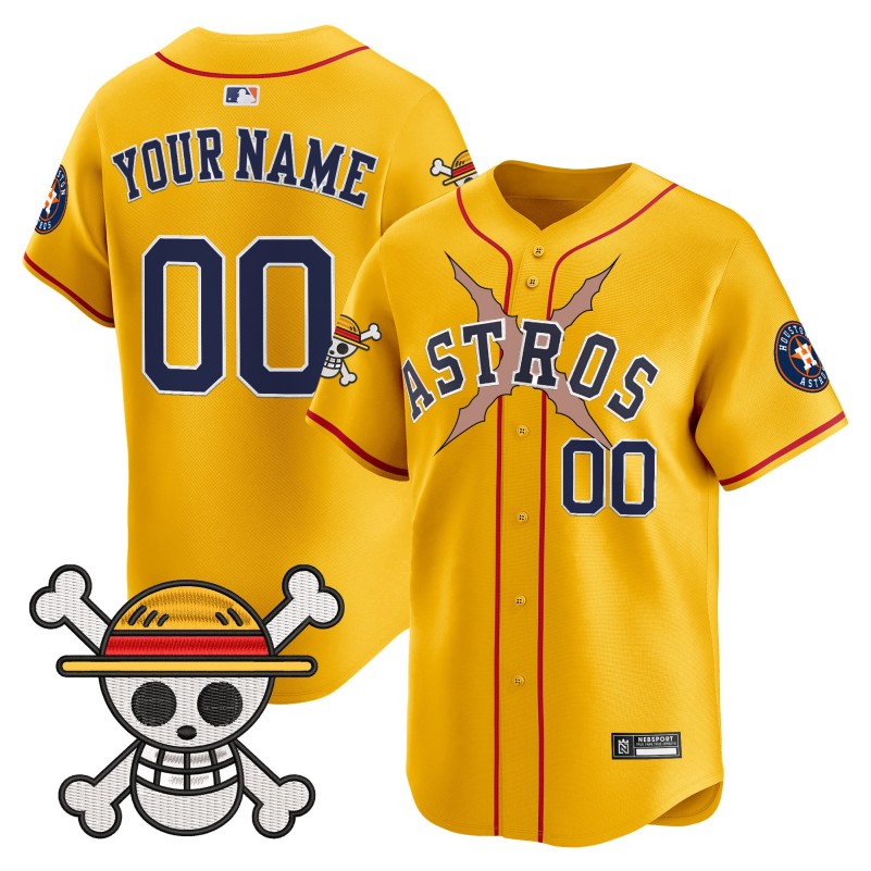 Houston Astros x One Piece Custom Gold 2025 Vapor Premier Limited Stitched Baseball Jersey