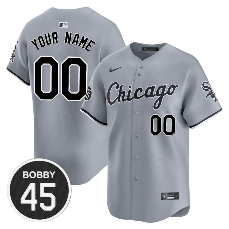 Chicago White Sox Custom Grey With 45 Bobby Jenks Patch Limited Stitched Baseball Jersey