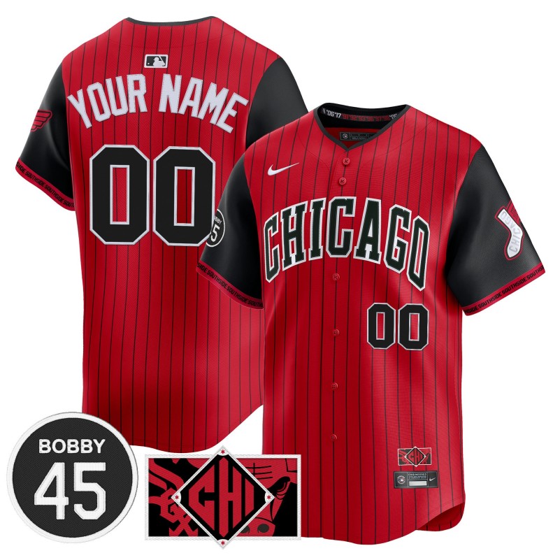 Chicago White Sox Custom Red 2025 City Connect With 45 Bobby Jenks Patch Limited Stitched Baseball Jersey