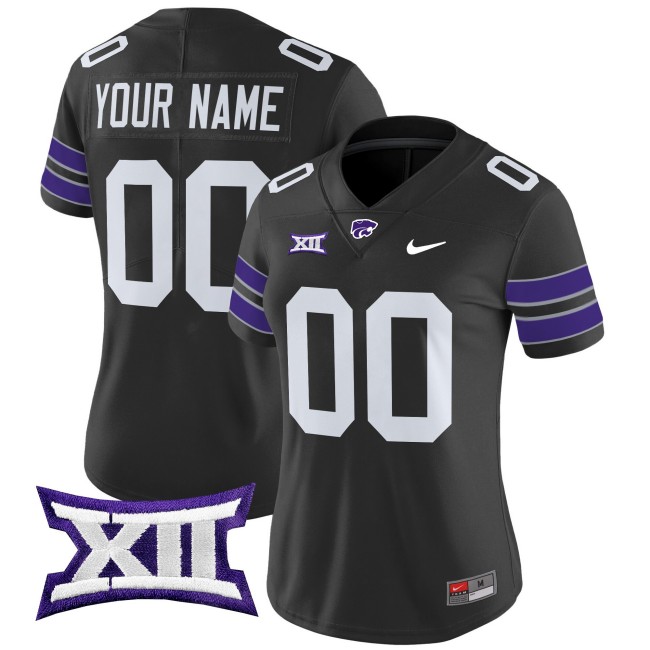 Women's Kansas State Wildcats Custom Black 2025 Nike Vapor Limited Stitched Football Jersey Women's Kansas State Wildcats Custom Black 2025 Nike Vapor Limited Stitched Football Jersey