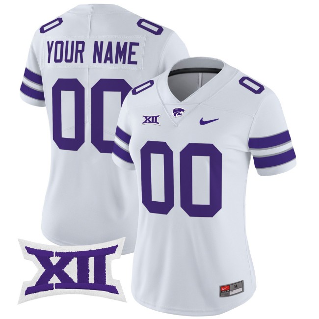 Women's Kansas State Wildcats Custom White 2025 Nike Vapor Limited Stitched Football Jersey Women's Kansas State Wildcats Custom White 2025 Nike Vapor Limited Stitched Football Jersey