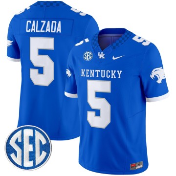 Men's Kentucky Wildcats #5 Zach Calzada Royal F.U.S.E. 2025 Nike Vapor Limited Stitched Football Jersey