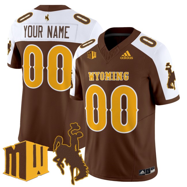 Men's Wyoming Cowboys Custom Brown White F.U.S.E. 2025 Vapor Limited Mountain West Stitched Football Jersey