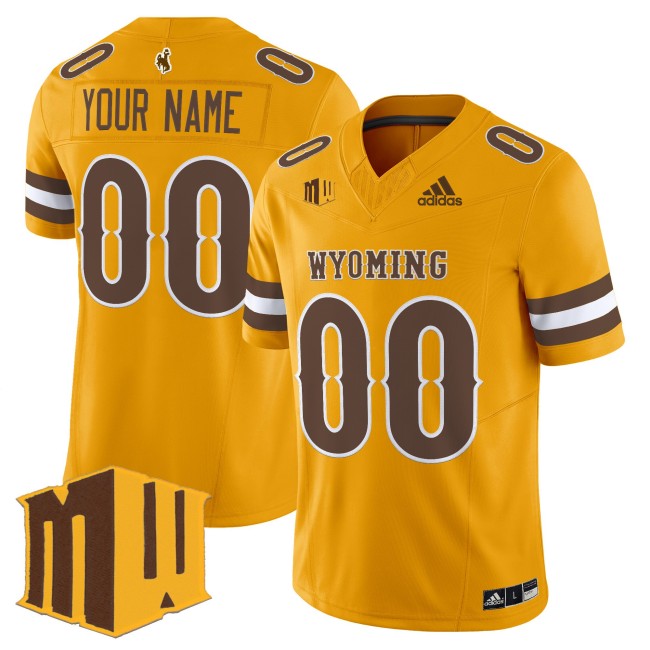 Men's Wyoming Cowboys Custom Gold F.U.S.E. 2025 Vapor Limited Mountain West Stitched Football Jersey