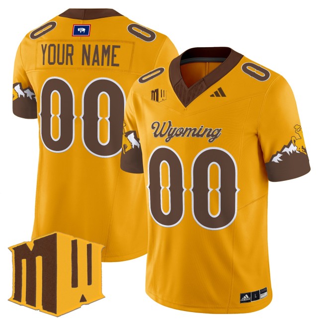 Men's Wyoming Cowboys Custom Gold Limited F.U.S.E. 2025 Vapor Limited Mountain West Stitched Football Jersey