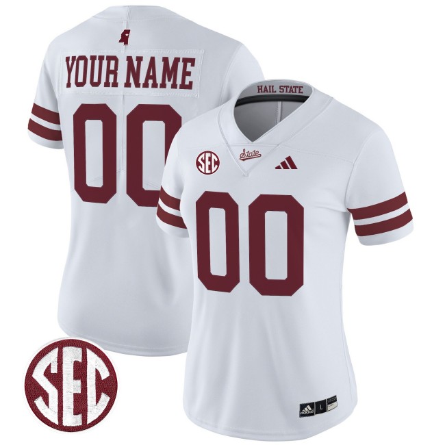 Women's Mississippi State Bulldogs Custom White F.U.S.E. 2025 Vapor Limited Stitched SEC Football Jersey