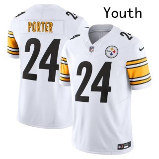 Youth Pittsburgh Steelers #24 Joey Porter Jr. Nike White Vapor F.U.S.E. Limited Jersey