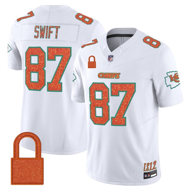 Men's Kansas City Chiefs #87 Taylor Swift White 2025 F.U.S.E. 'TS12 The Life of a Showgirl' Vapor Limited Stitched Jersey