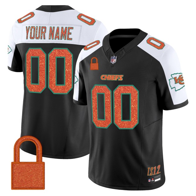 Kansas City Chiefs Custom 'Taylor Swift TS12 The Life of a Showgirl' Black White F.U.S.E. 2025 Vapor Limited Stitched Jersey