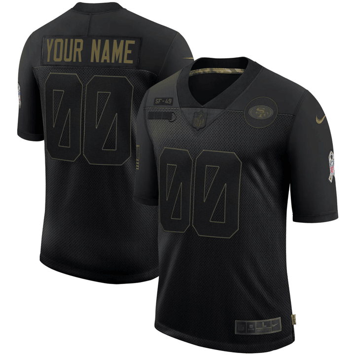 Men's San Francisco 49ers Custom Black Black 2020 Salute to Service Vapor Game Jersey