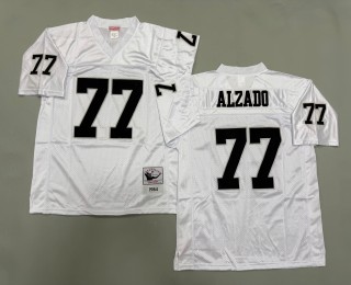 Men's Oakland Raiders #77 Lyle Alzado Mitchell & Ness 1984 Throwbacks Authentics White NFL Jersey