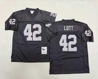 Men's Oakland Raiders #42 Ronnie Lott Mitchell & Ness Throwbacks Authentics Black NFL Jersey
