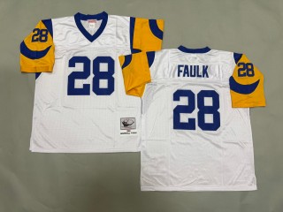 Men's St. Louis Rams #28 Marshall Faulk Mitchell & Ness 1999 Throwbacks Authentics White NFL Jersey