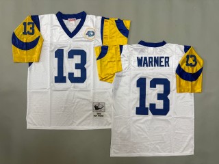 Men's St. Louis Rams #13 Kurt Warner Mitchell & Ness 1999 Throwbacks Authentics White NFL Jersey