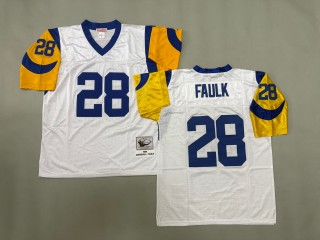 Men's St. Louis Rams #28 Marshall Faulk Mitchell & Ness 1999 Throwbacks Authentics White NFL Jerseys