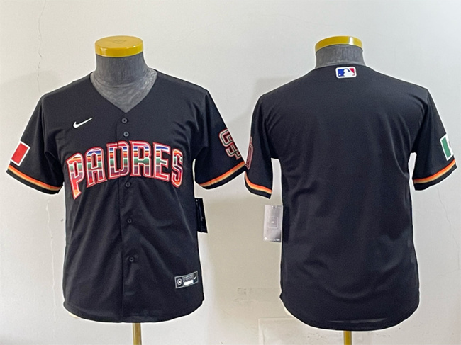 Youth San Diego Padres Blank Black Mexico Cool Base Stitched Baseball Jersey