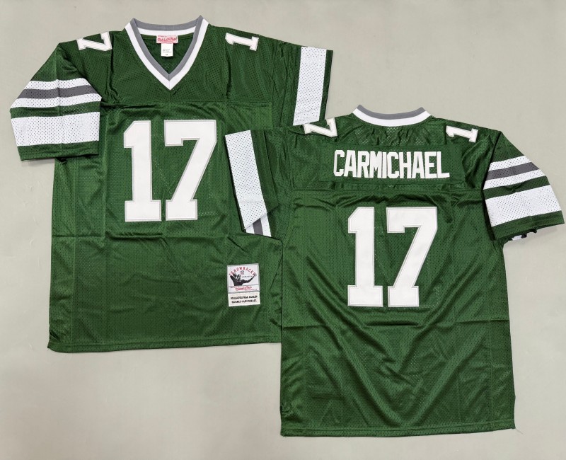 Men's Philadelphia Eagles #17 Harold Carmichael Mitchell & Ness Throwbacks Authentics Green Jersey